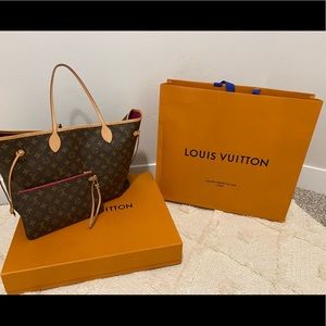 Louis Vuitton Monogram Neverfull GM Pivoine Like New w/ Clutch, dust bag